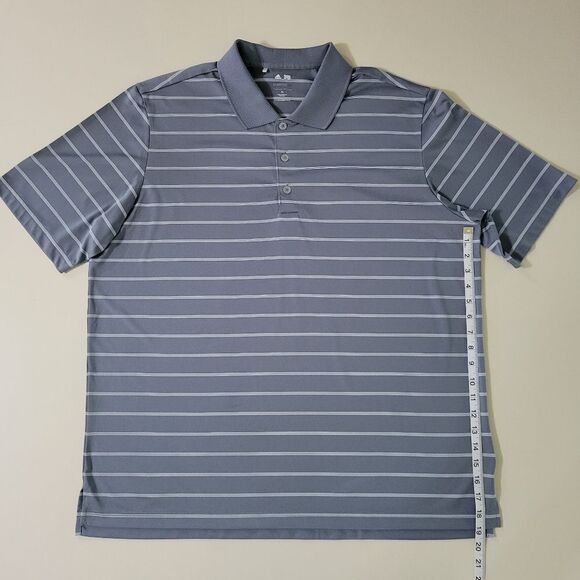Adidas Golf Men's Classic Gray Stripe Polo Shirt Top   - Picture 5 of 11